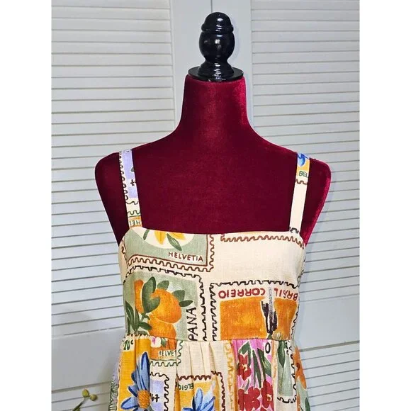 Paper Heart Anthropologie Wo's Strappy Stamp Floral Postcard Maxi Dress SzS 2803 - Picture 11 of 14